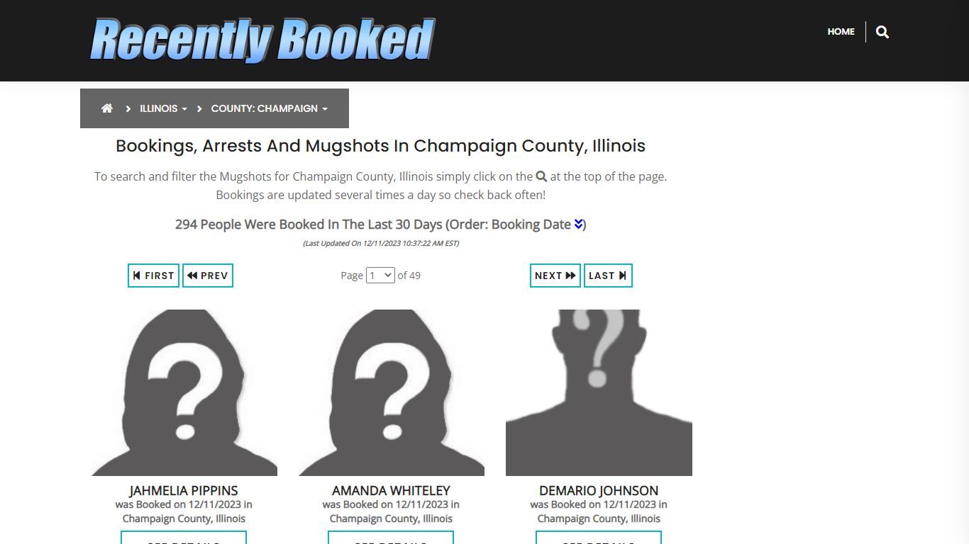 Bookings, Arrests and Mugshots in Champaign County, Illinois